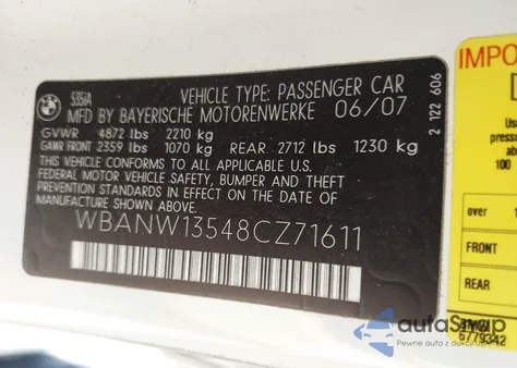 2008 BMW 535I from USA, damaged, VIN WBANW13548CZ71611